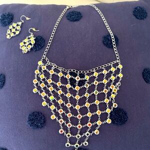 Touchstone Crystal statement necklace and matching earrings
